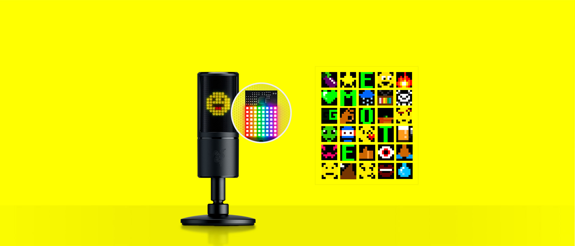 Màn hình led 8-bit của Microphone Razer Seiren Emote with Emotiocons (RZ19-03060100-R3M1)